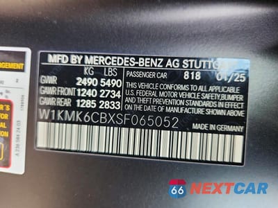 Zdjęcie 12 z 12 samochodu: 2025 MERCEDES-BENZ CLE AMG 53 4MATIC VIN:W1KMK6CBXSF065052 - miniatura