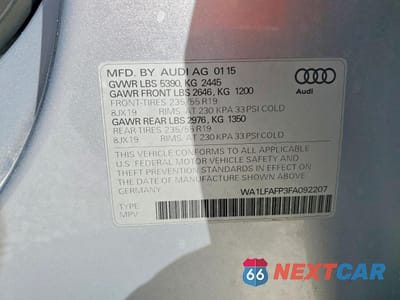 Zdjęcie 13 z 14 samochodu: 2015 AUDI Q5 PREMIUM PLUS VIN:WA1LFAFP3FA092207 - miniatura