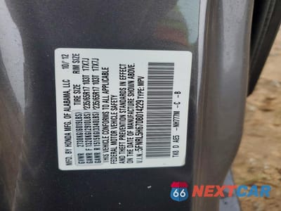 Zdjęcie 13 z 13 samochodu: 2013 HONDA ODYSSEY EXL VIN:5FNRL5H67DB014229 - miniatura