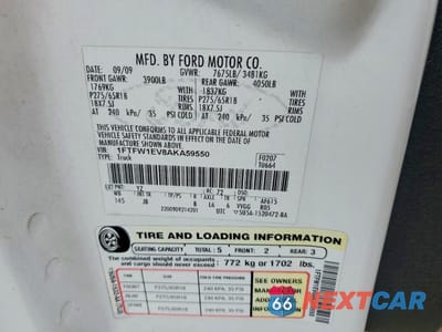 Zdjęcie 12 z 12 samochodu: 2010 FORD F150 SUPERCREW VIN:1FTFW1EV8AKA59550 - miniatura