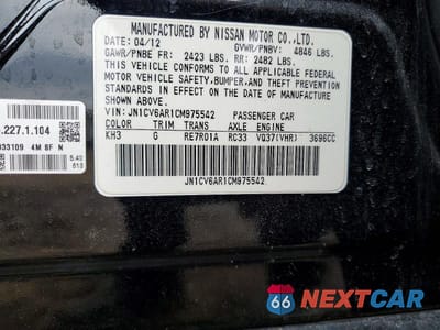 Zdjęcie 12 z 12 samochodu: 2012 INFINITI G37 SEDAN X VIN:JN1CV6AR1CM975542 - miniatura