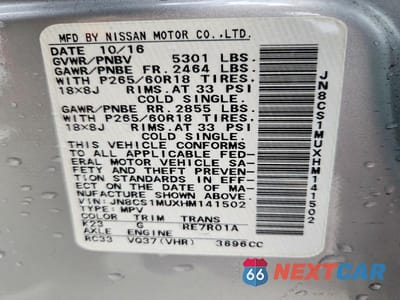 Zdjęcie 13 z 13 samochodu: 2017 INFINITI QX70 BASE VIN:JN8CS1MUXHM141502 - miniatura