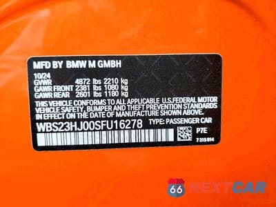 Zdjęcie 13 z 13 samochodu: 2025 BMW M3 COMPETITION VIN:WBS23HJ00SFU16278 - miniatura
