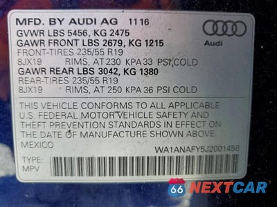 Zdjęcie 14 z 14 samochodu: 2018 AUDI Q5 PREMIUM VIN:WA1ANAFY5J2001458 - miniatura