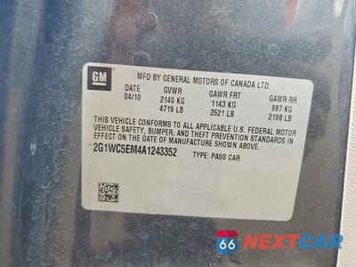 Zdjęcie 12 z 12 samochodu: 2010 CHEVROLET IMPALA LTZ VIN:2G1WC5EM4A1243352 - miniatura