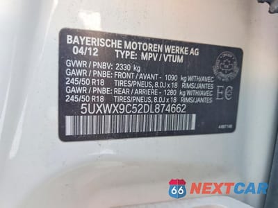 Zdjęcie 13 z 13 samochodu: 2013 BMW X3 XDRIVE28I VIN:5UXWX9C52DL874662 - miniatura