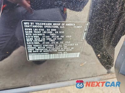 Zdjęcie 14 z 14 samochodu: 2018 VOLKSWAGEN ATLAS SE VIN:1V2DR2CA9JC540551 - miniatura