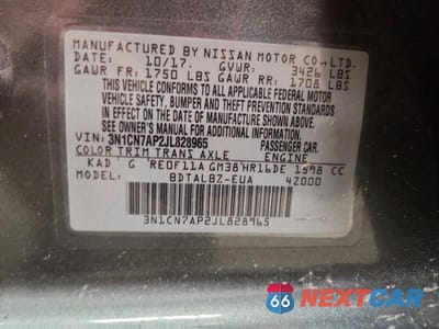 Zdjęcie 12 z 12 samochodu: 2018 NISSAN VERSA SV VIN:3N1CN7AP2JL828965 - miniatura
