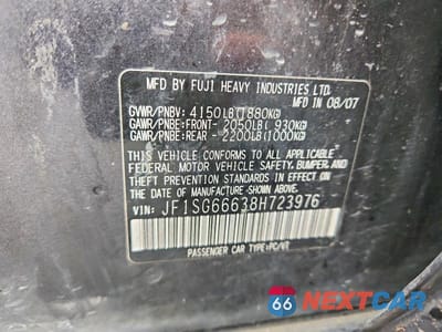 Zdjęcie 12 z 12 samochodu: 2008 SUBARU FORESTER SPORTS 2.5X VIN:JF1SG66638H723976 - miniatura