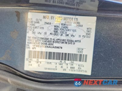 Zdjęcie 13 z 13 samochodu: 2010 FORD EXPLORER EDDIE BAUER VIN:1FMEU7EE6AUA59678 - miniatura