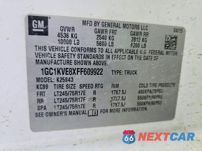 Zdjęcie 12 z 12 samochodu: 2015 CHEVROLET SILVERADO K2500 HEAVY DUTY LT VIN:1GC1KVE8XFF609922 - miniatura