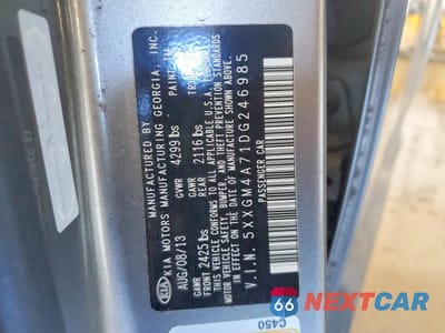 Zdjęcie 13 z 14 samochodu: 2013 KIA OPTIMA LX VIN:5XXGM4A71DG246985 - miniatura