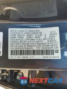 Zdjęcie 13 z 13 samochodu: 2023 HONDA CIVIC SPORT VIN:2HGFE2F57PH545761 - miniatura