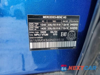 Zdjęcie 14 z 14 samochodu: 2024 MERCEDES-BENZ EQB 300 4MATIC VIN:W1N9M0KB6RN098518 - miniatura