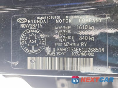 Zdjęcie 12 z 12 samochodu: 2016 HYUNDAI ACCENT SE VIN:KMHCT5AE6GU268514 - miniatura
