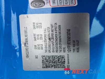 Zdjęcie 12 z 12 samochodu: 2022 CHEVROLET CAMARO LT1 VIN:1G1FF1R7XN0130740 - miniatura