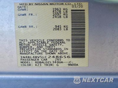Zdjęcie 12 z 12 samochodu: 2020 NISSAN ALTIMA S VIN:1N4BL4BV5LC248656 - miniatura