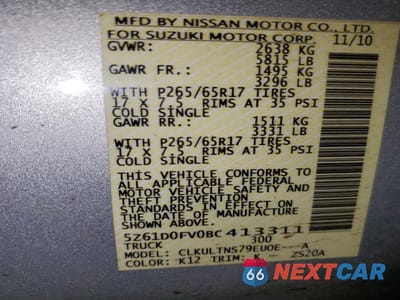 Zdjęcie 12 z 13 samochodu: 2011 SUZUKI EQUATOR SPORT VIN:5Z61D0FV0BC413311 - miniatura