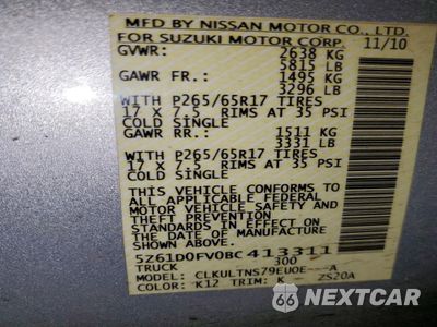 Zdjęcie 12 z 13 samochodu: 2011 SUZUKI EQUATOR SPORT VIN:5Z61D0FV0BC413311 - miniatura