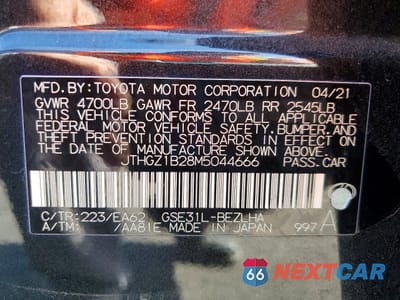 Zdjęcie 12 z 13 samochodu: 2021 LEXUS IS 350 F SPORT VIN:JTHGZ1B28M5044666 - miniatura