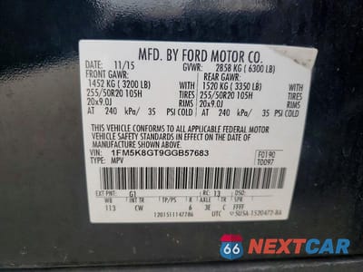 Zdjęcie 12 z 12 samochodu: 2016 FORD EXPLORER SPORT VIN:1FM5K8GT9GGB57683 - miniatura