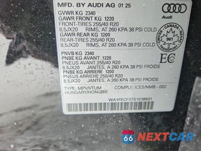 Zdjęcie 12 z 12 samochodu: 2025 AUDI Q3 TECHNIK 45 VIN:WA1FECF37S1038931 - miniatura