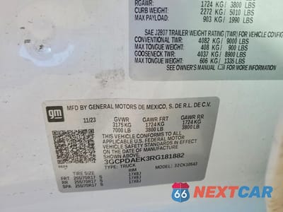 Zdjęcie 12 z 12 samochodu: 2024 CHEVROLET SILVERADO K1500 VIN:3GCPDAEK3RG181882 - miniatura