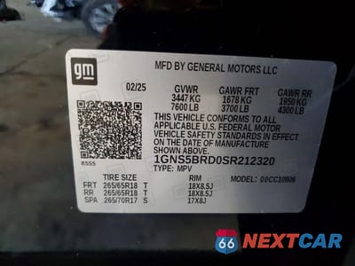 Zdjęcie 13 z 13 samochodu: 2025 CHEVROLET SUBURBAN C1500 LS VIN:1GNS5BRD0SR212320 - miniatura