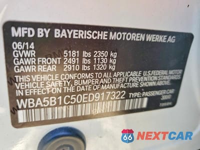 Zdjęcie 13 z 13 samochodu: 2014 BMW 535 I VIN:WBA5B1C50ED917322 - miniatura