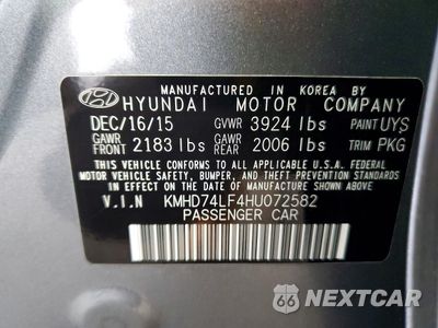 Zdjęcie 12 z 12 samochodu: 2017 HYUNDAI ELANTRA SE VIN:KMHD74LF4HU072582 - miniatura