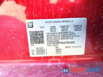 Zdjęcie 12 z 12 samochodu: 2018 CHEVROLET SILVERADO K1500 LT VIN:1GCVKREC6JZ331881 - miniatura