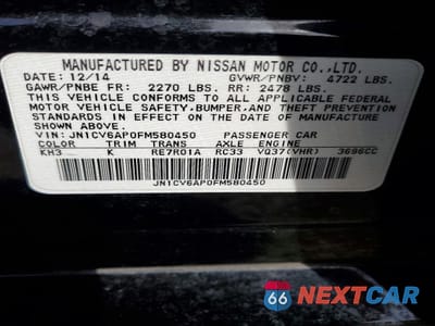 Zdjęcie 12 z 13 samochodu: 2015 INFINITI Q40 BASE VIN:JN1CV6AP0FM580450 - miniatura