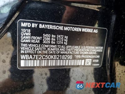 Zdjęcie 12 z 12 samochodu: 2019 BMW 740 I VIN:WBA7E2C50KB218298 - miniatura