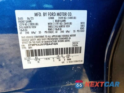 Zdjęcie 13 z 13 samochodu: 2023 FORD EDGE SEL VIN:2FMPK4J91PBA47426 - miniatura