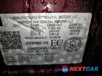 Zdjęcie 14 z 14 samochodu: 2018 CHEVROLET TRAVERSE LT VIN:1GNERGKW5JJ140120 - miniatura