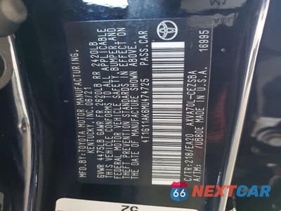 Zdjęcie 12 z 12 samochodu: 2021 TOYOTA CAMRY SE VIN:4T1G11AK6MU474725 - miniatura