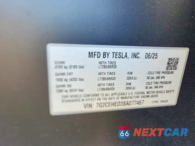 Zdjęcie 12 z 13 samochodu: 2025 TESLA CYBERTRUCK VIN:7G2CEHED3SA077467 - miniatura