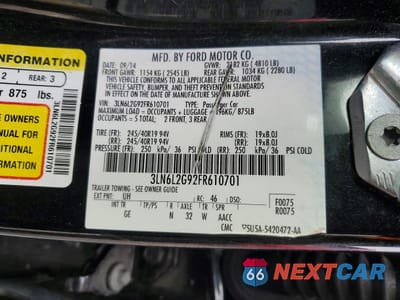 Zdjęcie 12 z 12 samochodu: 2015 LINCOLN MKZ VIN:3LN6L2G92FR610701 - miniatura