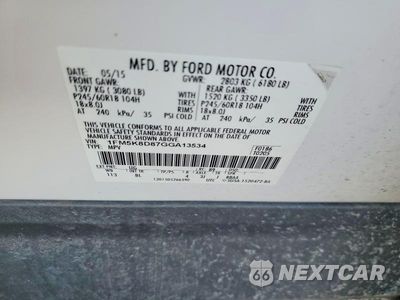 Zdjęcie 13 z 13 samochodu: 2016 FORD EXPLORER XLT VIN:1FM5K8D87GGA13534 - miniatura