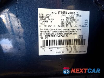 Zdjęcie 13 z 14 samochodu: 2020 FORD EXPLORER XLT VIN:1FMSK8DH3LGA22535 - miniatura