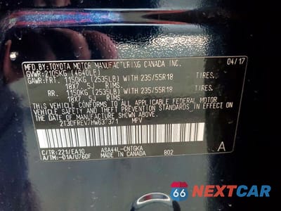 Zdjęcie 13 z 13 samochodu: 2017 TOYOTA RAV4 LIMITED VIN:2T3DFREV7HW637371 - miniatura