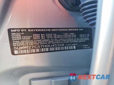 Zdjęcie 13 z 13 samochodu: 2017 BMW X3 SDRIVE28I VIN:5UXWZ7C57H0U45328 - miniatura