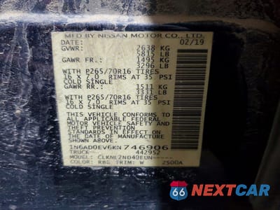 Zdjęcie 12 z 12 samochodu: 2019 NISSAN FRONTIER S VIN:1N6AD0EV6KN746906 - miniatura