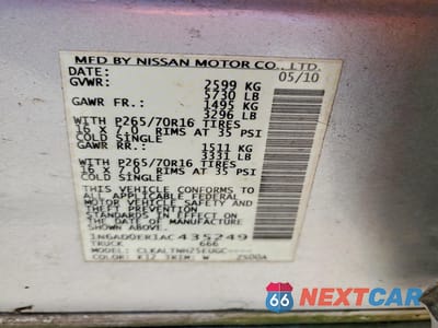 Zdjęcie 12 z 12 samochodu: 2010 NISSAN FRONTIER SE V6 VIN:1N6AD0ER1AC435249 - miniatura