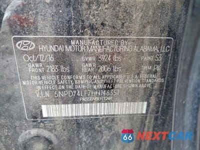 Zdjęcie 12 z 12 samochodu: 2017 HYUNDAI ELANTRA SE VIN:5NPD74LF7HH146351 - miniatura