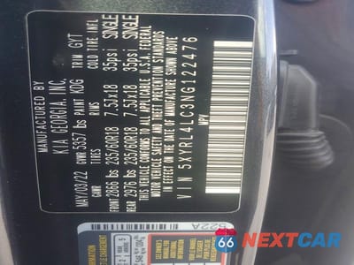Zdjęcie 13 z 13 samochodu: 2022 KIA SORENTO S VIN:5XYRL4LC3NG122476 - miniatura