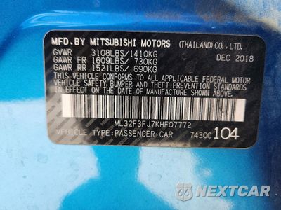 Zdjęcie 13 z 14 samochodu: 2019 MITSUBISHI MIRAGE G4 ES VIN:ML32F3FJ7KHF07772 - miniatura