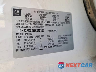 Zdjęcie 13 z 13 samochodu: 2017 GMC YUKON XL K1500 SLE VIN:1GKS2FKC0HR215306 - miniatura