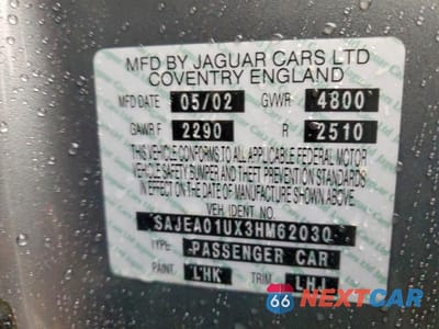 Zdjęcie 12 z 12 samochodu: 2003 JAGUAR S-TYPE VIN:SAJEA01UX3HM62030 - miniatura