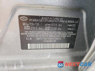 Zdjęcie 12 z 12 samochodu: 2009 HYUNDAI SONATA GLS V6 VIN:5NPET46F89H459910 - miniatura